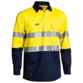 Bisley BSC6896_TT01 - 100% Cotton Yellow/Navy Taped HI VIS Closed Front Cool Lightweight Shirt Others